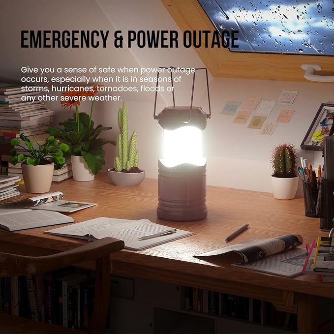 Lichamp LED Camping Lantern, 4 Pack Battery Powered Flashlight for Power Outages, Portable