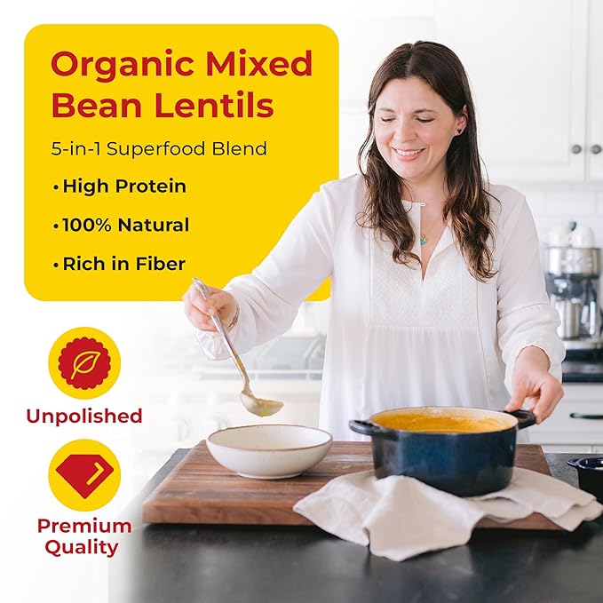 Darsa Organics Mixed Lentils (Panchratna Dal) 2lb | USDA Organic, Non-GMO, Kosher | Superfood Rich