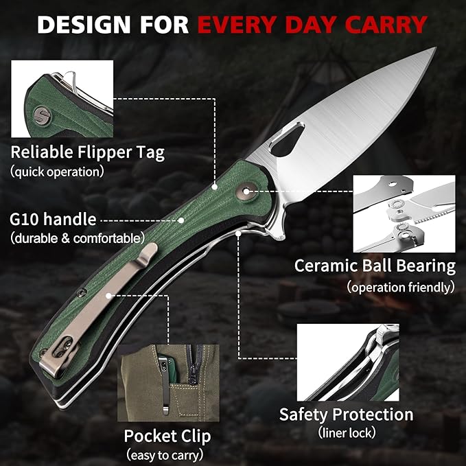 SHAN ZU Pocket Knife 3.2 in, Powder Steel Blade EDC Folding Knife for Men & Women, Utility Survival