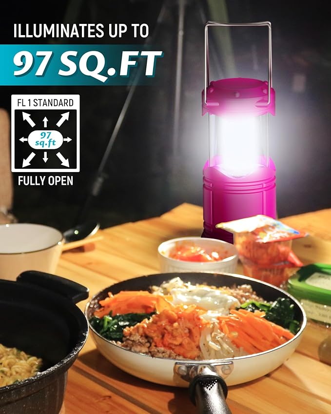 Lichamp 4 Pack LED Camping Lanterns, Battery Powered Camping Lights LED Collapsible Flashlight