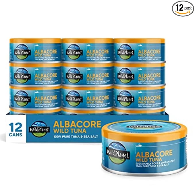 Wild Planet Albacore Wild Tuna, Sea Salt, Canned Tuna, Sustainably Wild-Caught, Pole & Line