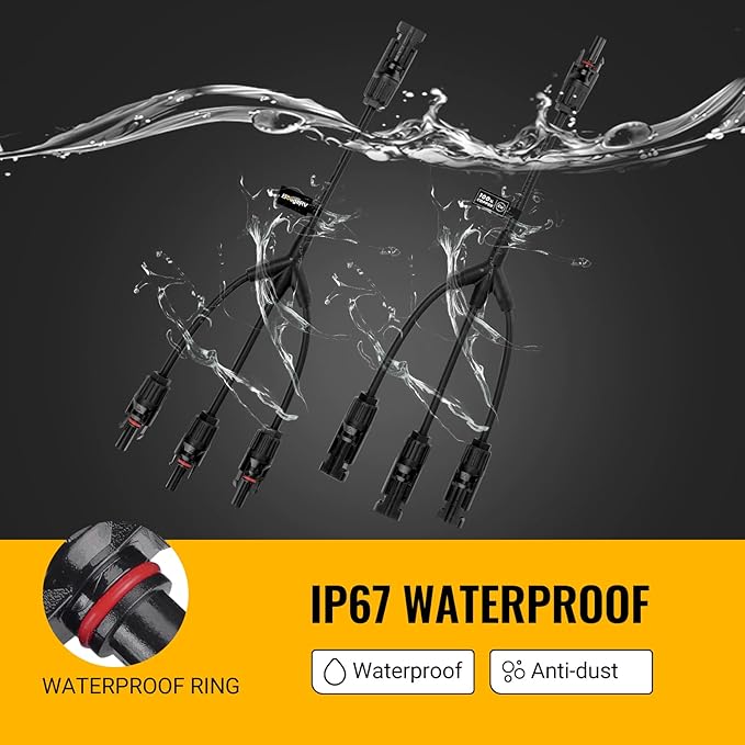 BougeRV Solar Y Branch Connectors Solar Panel Parallel Connectors 1 to 3 Solar Cable Wire Plug Tool