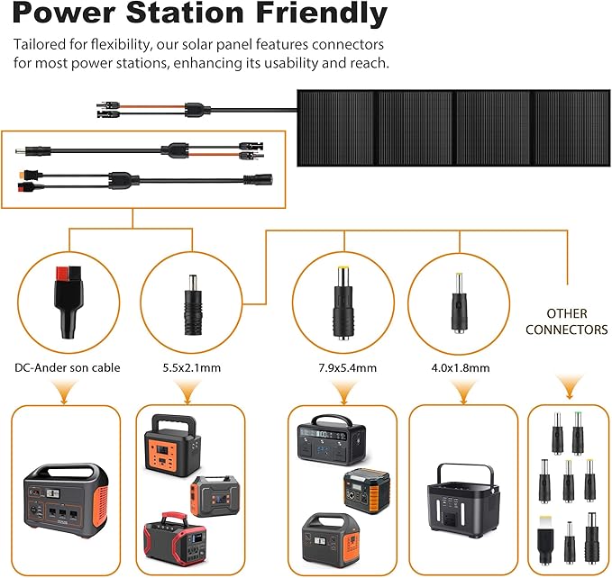 Portable 200 Watt 12V Foldable Solar Panel with Adjustable Kickstands and Waterproof IP65 Design