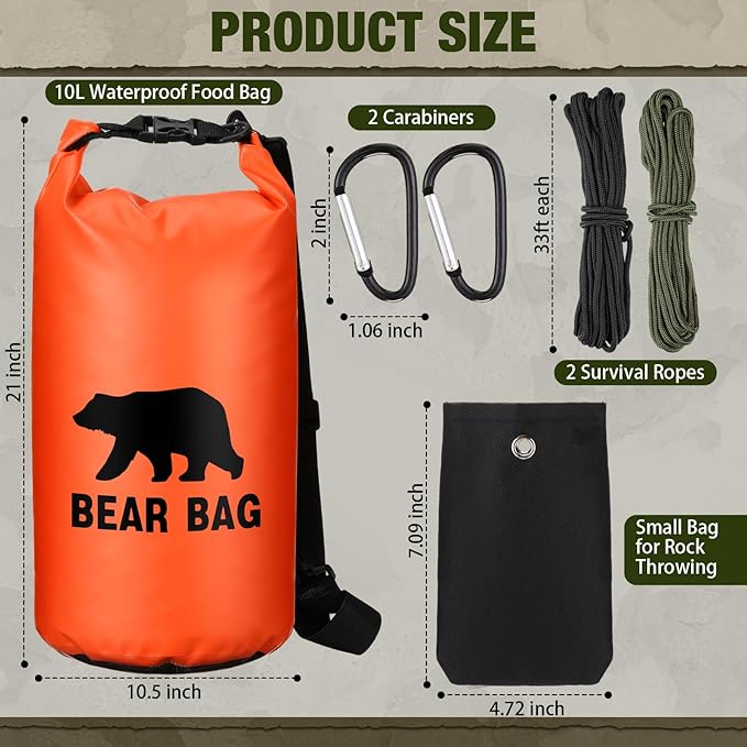 1 Set Bear Food Bag for Camping Ultralight Food Hanging System Includes Waterproof Bear Bag, Nylon
