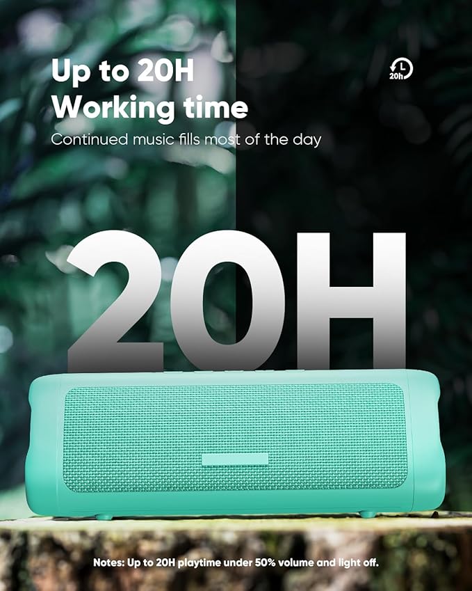 Bluetooth Speaker with HD Sound, Portable Wireless, IPX5 Waterproof, Up to 20H Playtime, TWS