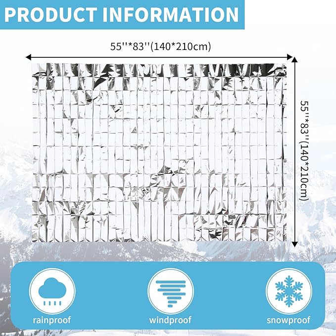 FRONTLINE Mylar Emergency Blankets 54" x 84" | Lightweight Thermal Survival Space Blanket