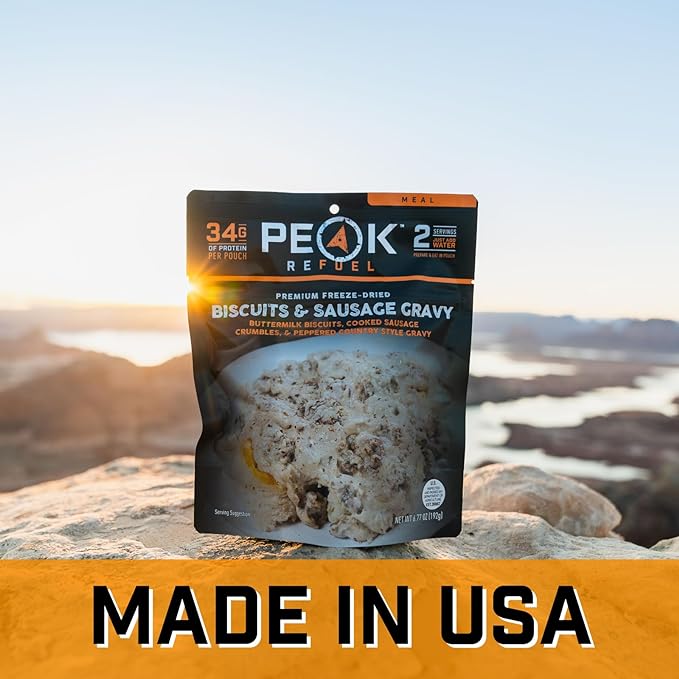 Peak Refuel Biscuits & Sausage Gravy | Freeze Dried Backpacking, Camping & Emergency Prep Food | 2