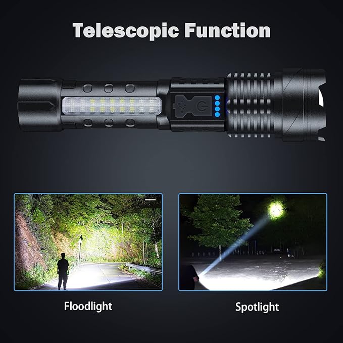 Cinlinso Flashlight High Lumens Rechargeable 2 Pack, 990000 Lumen Super Bright Led Flashlights with
