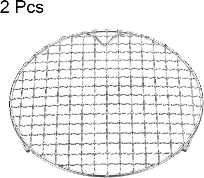 HARFINGTON 2pcs Round Cooking Rack 8.3-inch 201 Stainless Steel Cross Wire Barbecue Grill Net with