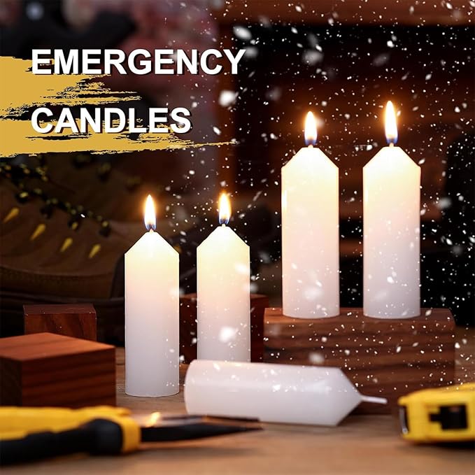 9 Hour Emergency Candles for Lantern (Lantern Not Included) 3.5 Inch White Candles Long Burning