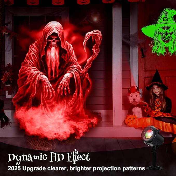 12 in 1 Halloween Projector Outdoor Decorations Christmas Projector Lights HD Patterns, 3D Effect