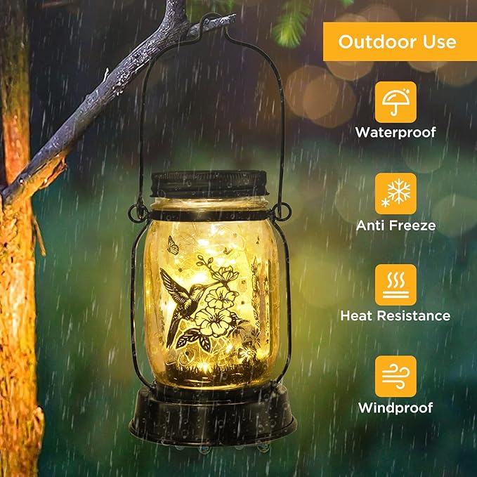 Hummingbird Solar Lantern Outdoor Garden Decor, Gifts for Women Mom Gradma Birthday Gifts, Hanging