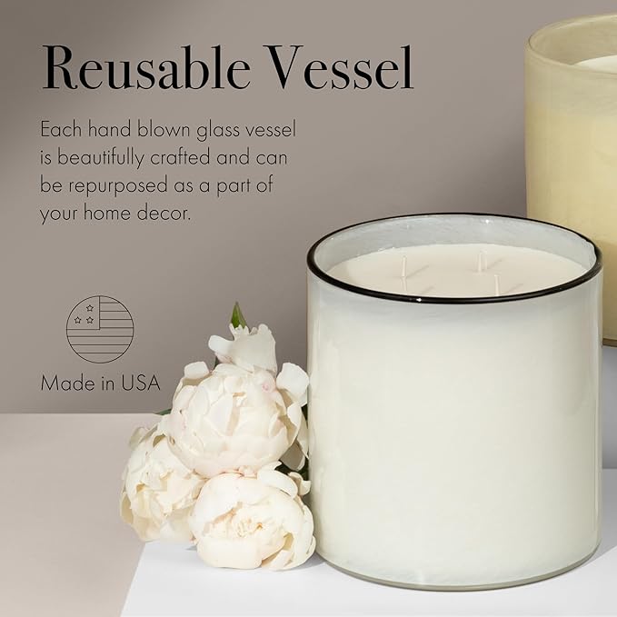 LAFCO New York Luxe 4-Wick Candle, Champagne - 86 oz - 200-Hour Burn Time - Reusable, Hand Blown