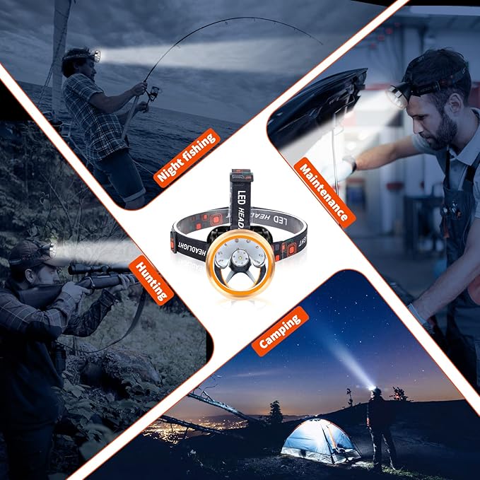 Superbright Coon Hunting Lights, High Lumens LED Headlamp with 2 Light Modes, Waterproof &