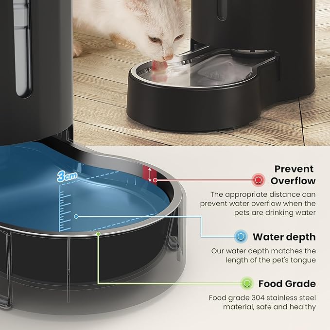 CZPET Elevated Dog Water Bowl Dispenser with Mat for Large Dogs,Tall Raised Pet Waterer
