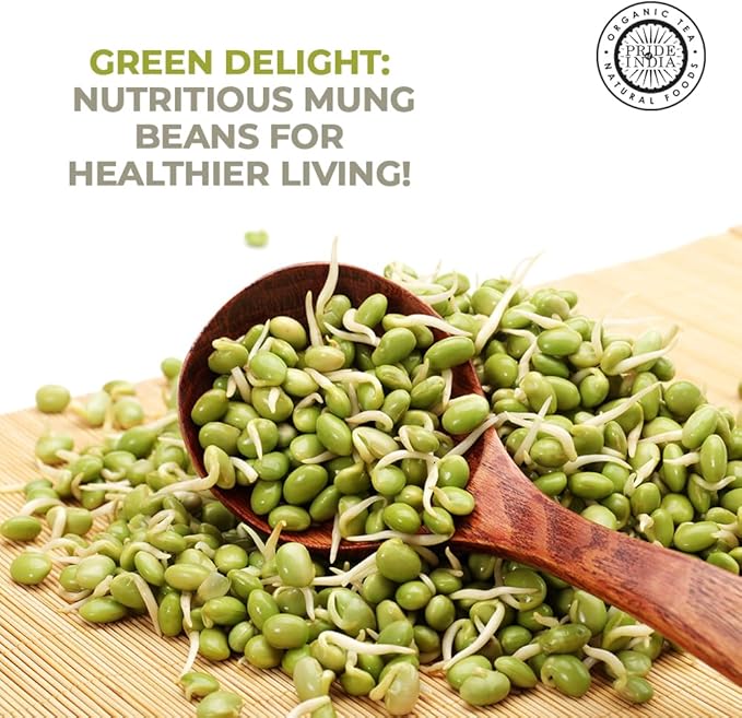 Pride Of India - Indian Whole Green Mung Gram - Protein & Fiber Rich Moong Whole, 1.5 Pound Jar