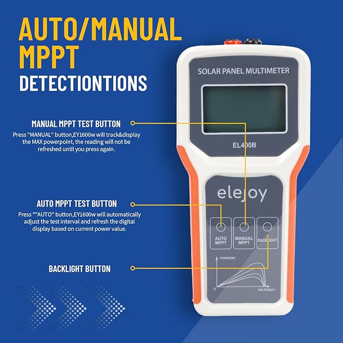 400W Solar Panel Tester Photovoltaic PV Multimeter with MPPT, 12-60V Voc, 0-20A Isc, Battery-Free