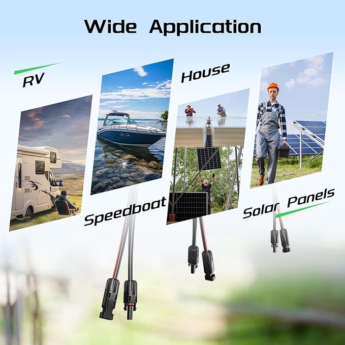 Bateria Power 30Ft 10AWG Solar Panel Extension Cable, 6mm² Twin PV Wire Conductor Parallel Solar