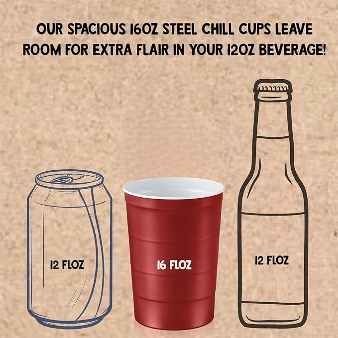 16 oz. Party Cups, Perfect for Cold Drinks, Sturdy & Durable, Disposable and 100% Recyclable, Made
