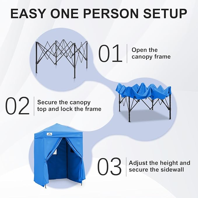 EAGLE PEAK Flex Ultra Compact 5x5 Pop-up Canopy, Sun Shelter, Changing Room, Portable Privacy Tent