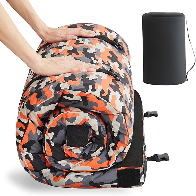 HomeMate CertiPUR-US Memory Foam Camping Mattress Pad Portable Roll Up Mattress for Adults Sleeping