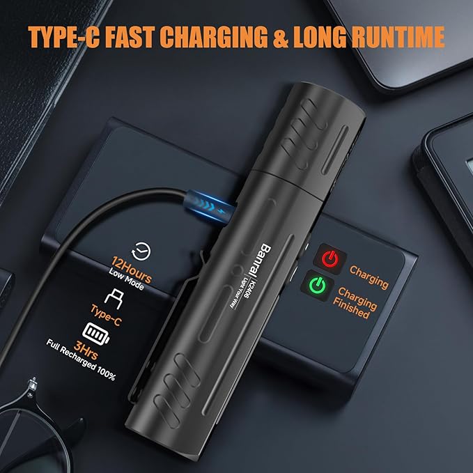 Rechargeable Magnetic Flashlights High Lumens - Super Bright Small Powerful LED Tactical USB C
