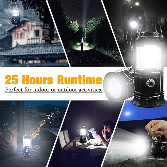 Collapsible Portable LED Camping Lantern XTAUTO Lightweight Waterproof Solar USB Rechargeable LED