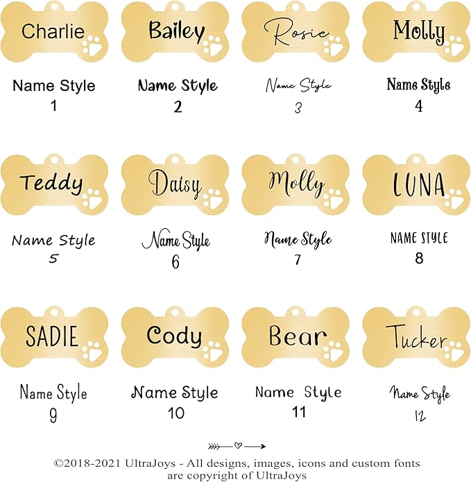 Ultra Joys Dog Tags Personalized for Pets - Hollow Paw Custom Pet ID Tag - Engraved Dog Tag for