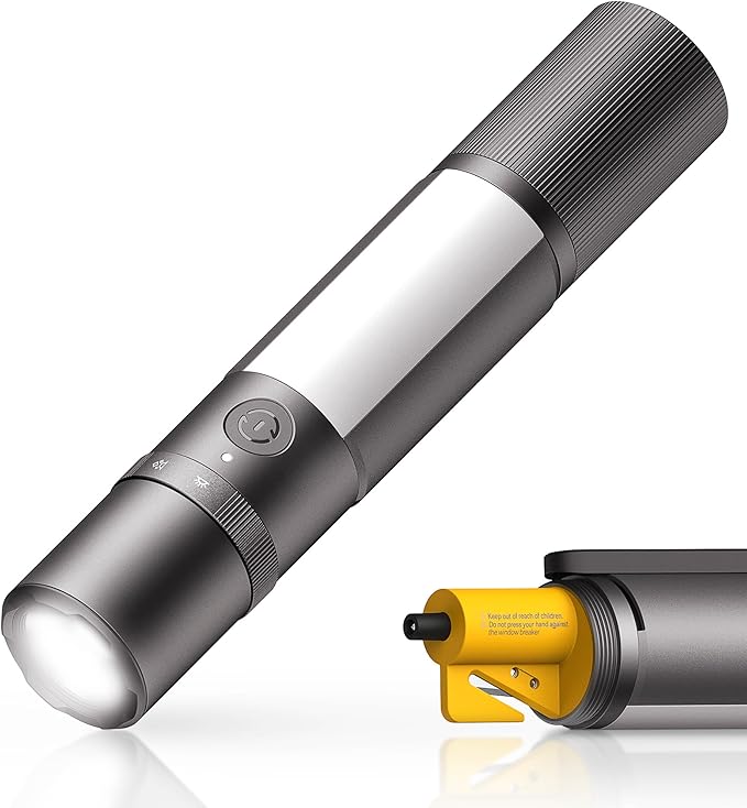 HOTO Emergency Flashlight Rechargeable, Magnetic LED Flashlight High Lumens with Window Glass