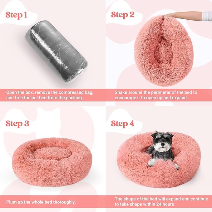 rabbitgoo Calming Dog Bed for Small Medium, 27 inches Pet Bed Machine Washable, Non-Slip Round
