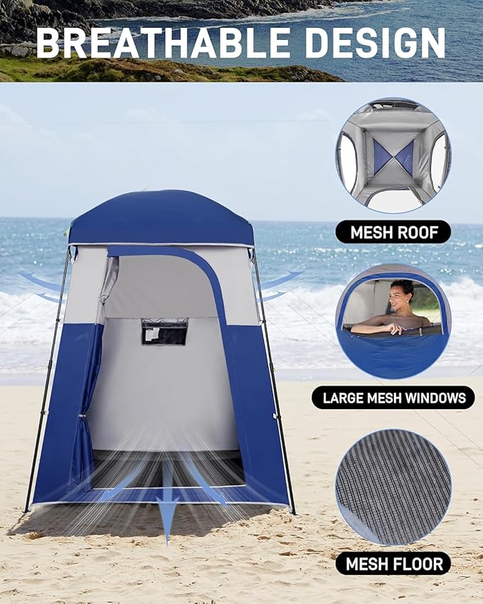 KingCamp Shower Tent, Portable Privacy Tent Outdoor Camping 1/2 Room Toilet Tents with Shower Bag &