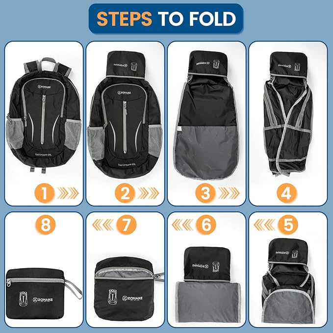 ZOMAKE Ultra Lightweight Packable Backpack 25L, Foldable Hiking Backpacks Water Resistant Small