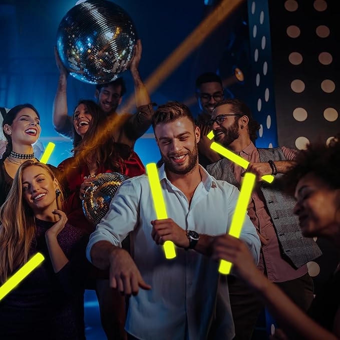 48Pack LED Glow Foam Sticks Bulk,Light Up Glow Sticks with 3 Flashing Modes,Yellow Glow Wands Party