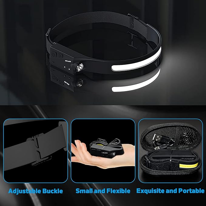Headlamp Rechargeable, 230° Wide Beam Head Lamp, Motion Sensor LED Head lamp, 5 Modes Headlamps for