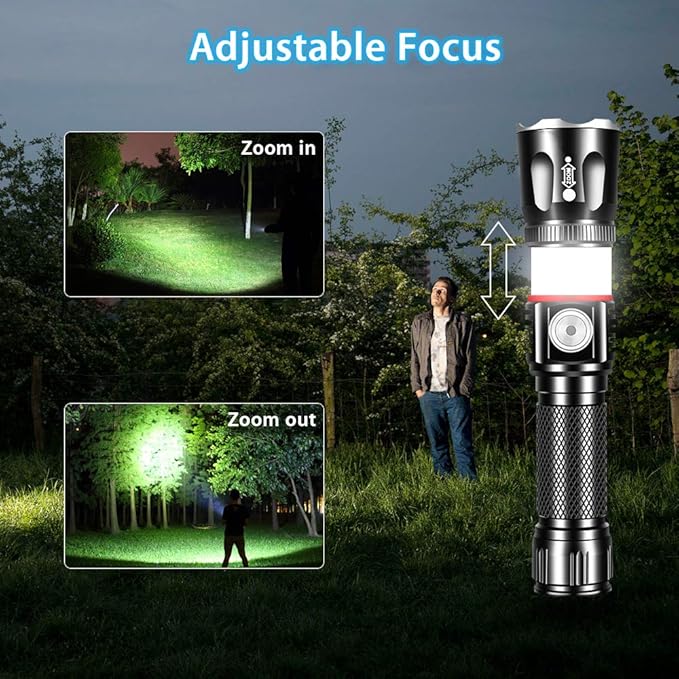 Tactical Flashlight Rechargeable, High Lumens Led Flashlights Handheld-Magnetic Base, Super Bright