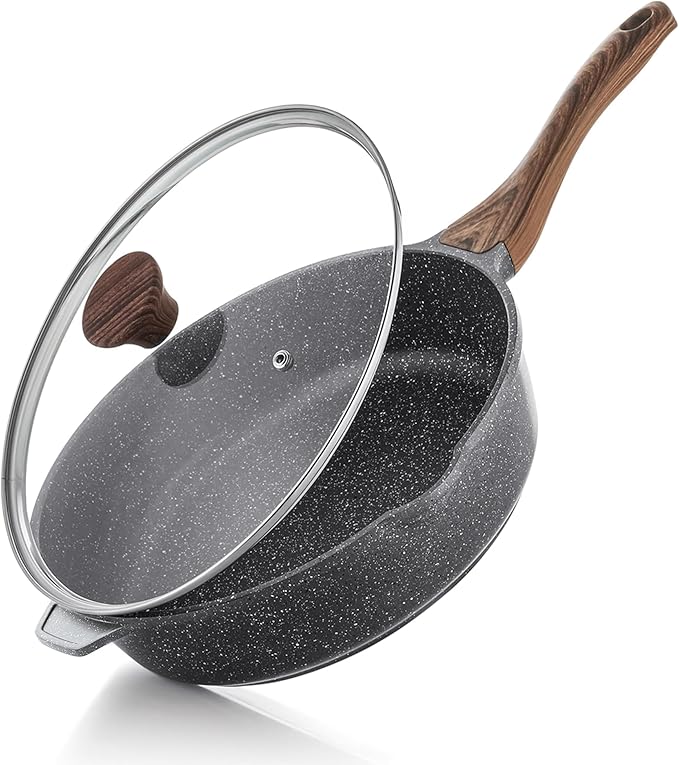 SENSARTE Nonstick Deep Frying Pan Skillet, 11-inch Saute Pan with Lid, Stay-cool Handle, Chef Pan