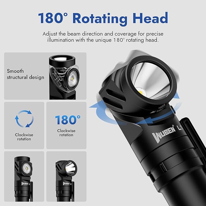 WUBEN L1 Rechargeable Flashlight High Lumens, 2000 Lumen Bright Tactical Flashlight, Dual Light