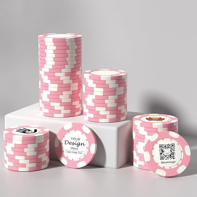 50-500 Custom Clay Poker Chips for 7 Colors,Imprinted in Full Color with Your Logo,Image or