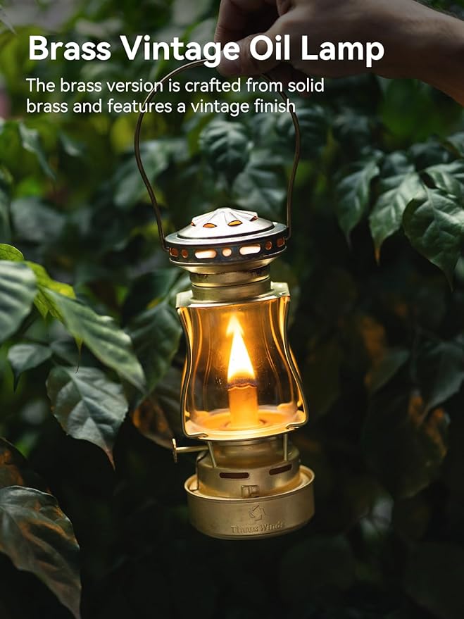 Fuel Lantern, Outdoor Kerosene Fuel Lamp, Weather Resistant, for Camping Hiking Patio Picnic, Brass