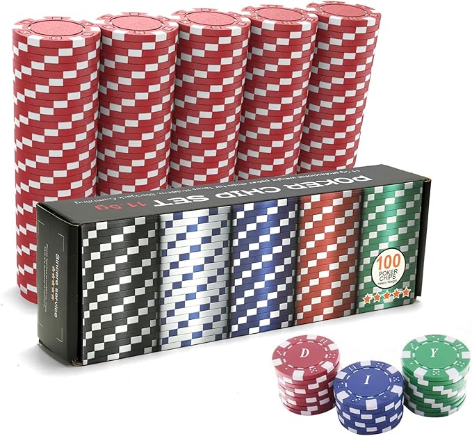 100PCS Red Poker Chips, Casino Poker Chips Set, 11.5 Gram Plastic Poker Chips Clay Blank Game Chips