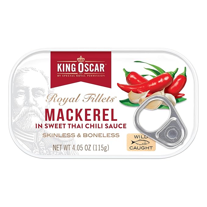 King Oscar Mackerel in Sweet Thai Chili Sauce, 4.05 Ounce Can (Pack of 12), Skinless & Boneless