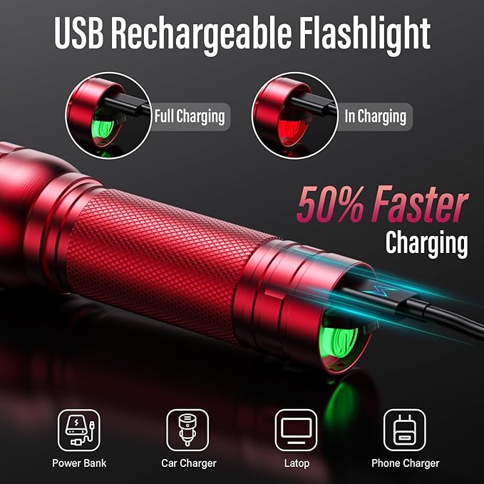 Rechargeable Flashlights High Lumens, G1000 Super Bright Flash Light 2 Pack, Small Zoomable LED