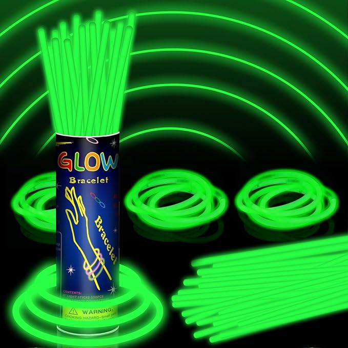 150 Pack 8??Green Glow Sticks Bulk with 150 Connectors Neon Glow In The Dark Party favors Supplies