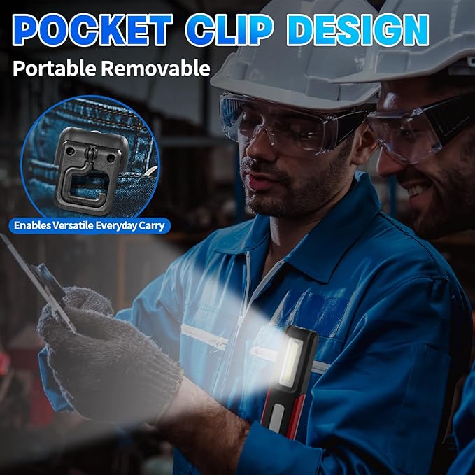 2 PCS Rechargeable LED Work Light with Magnetic Base Portable Task Inspection LED Work Light is