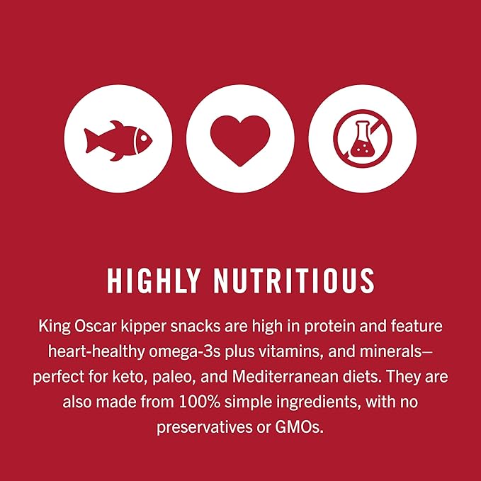 King Oscar Kipper Snacks, 3.54 Ounce Cans (Pack of 1), Lightly Smoked Herring Fillets, Wild Caught