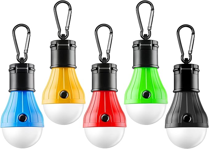 Tent Lamp 5 Packs Portable Tent Light Clip Hook Hurricane Emergency Lights LED Camping Light Bulb