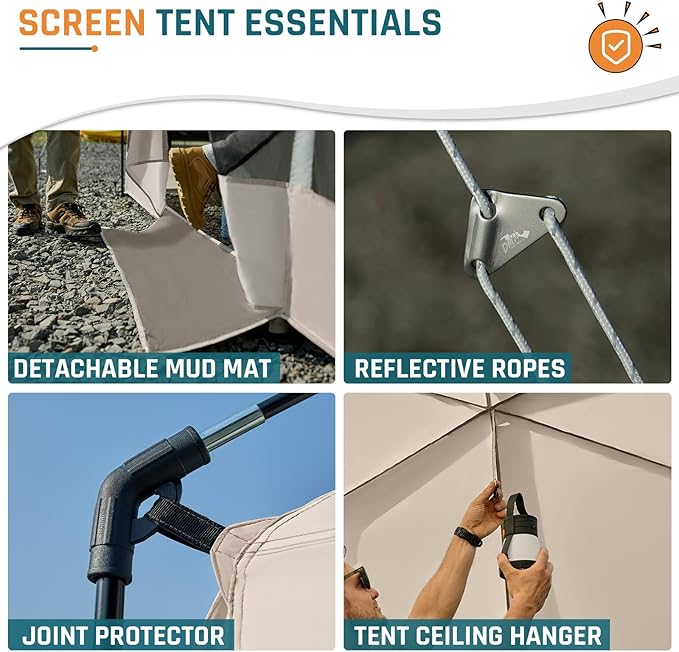 Screen House Tent 13x9ft Screen Room Mesh Gazebos w/ 2 Magnetic Doors, Included Projection Screen