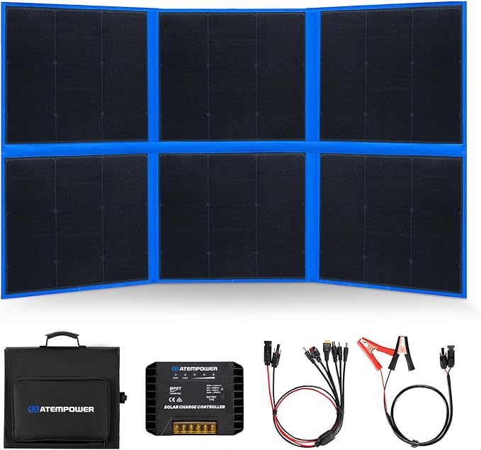 ATEM POWER 300W Portable Solar Panel, Foldable Solar Panel HPBC Chip, 20A MPPT Charger Controller