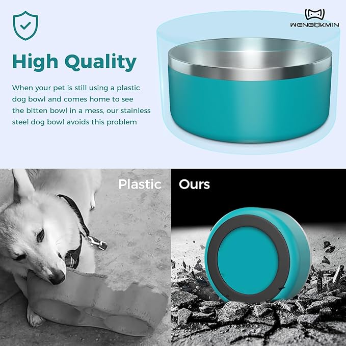 Dog Bowl, Stainless Steel Dog Food and Water Bowl with Non Slip Quiet Bottom, Easy to Clean