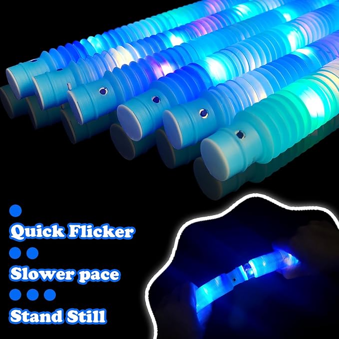 12 PCS Blue Glow Sticks Party Favors for Kids, Light Up Pop Tubes Party Favors for Toddlers
